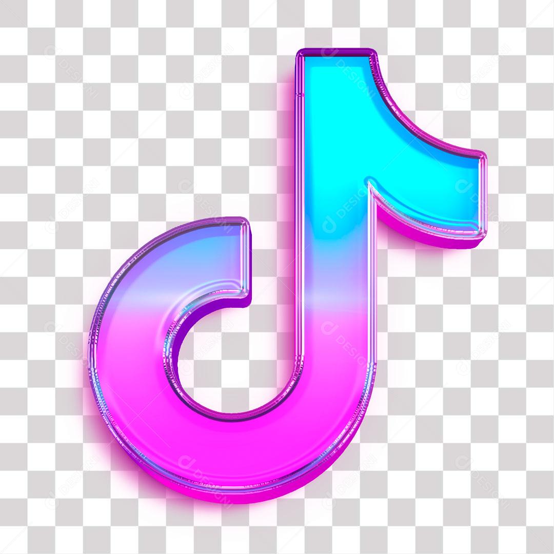 Ícone 3D do TikTok Efeito Neon PNG Transparente Logo