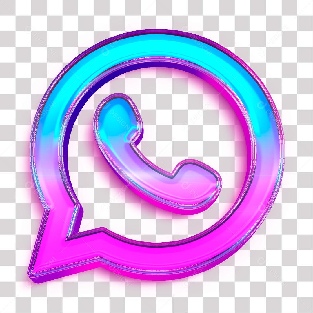 Ícone 3D do WhatsApp Efeito Neon PNG Transparente Logo