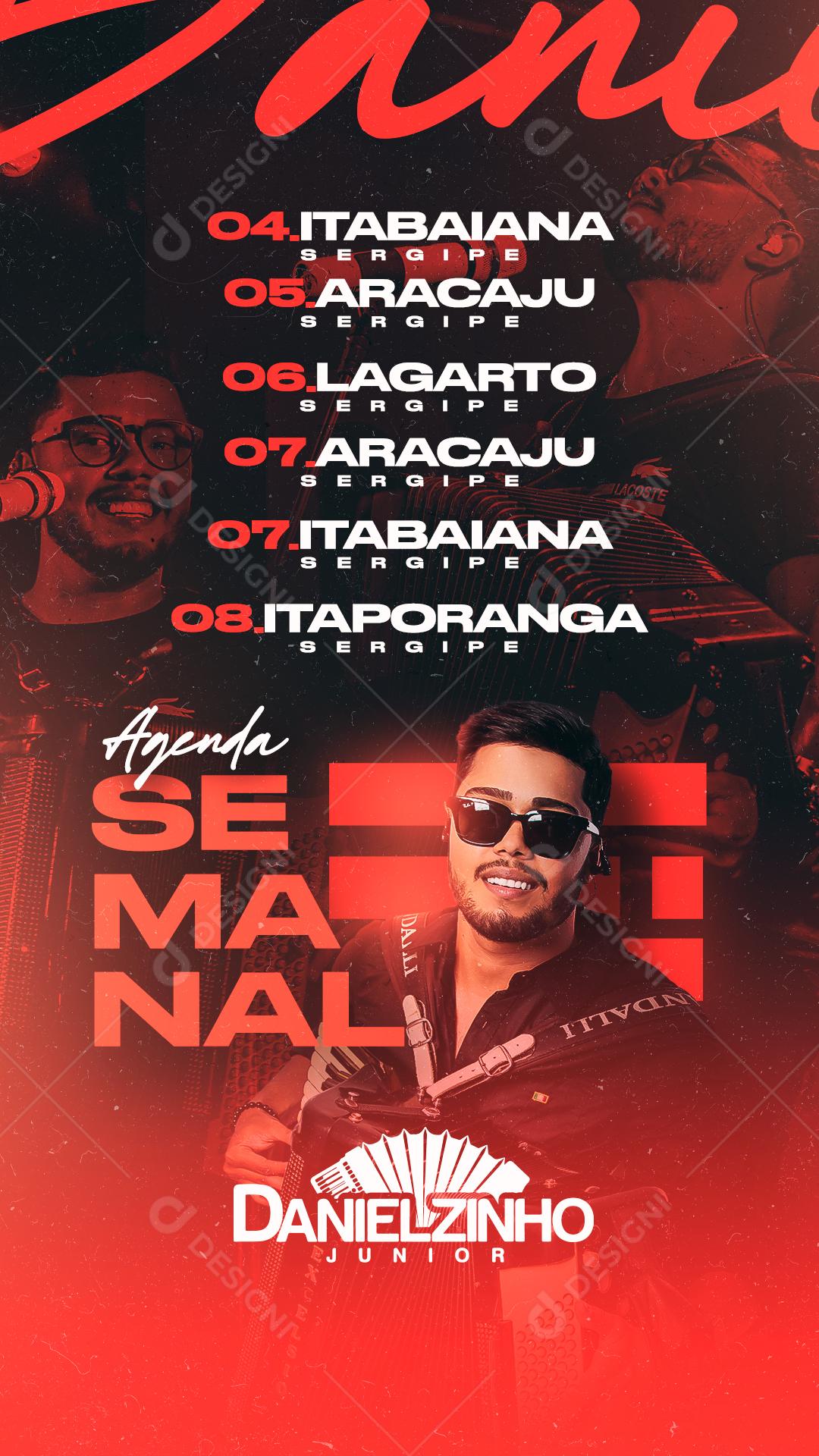 Story Agenda Semanal Danielzinho Junior Flyer Social Media PSD Editável