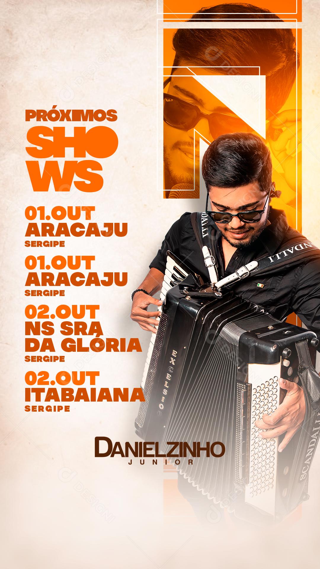 Story Social Media Próximos Shows Danielzinho Junior Flyer PSD Editável