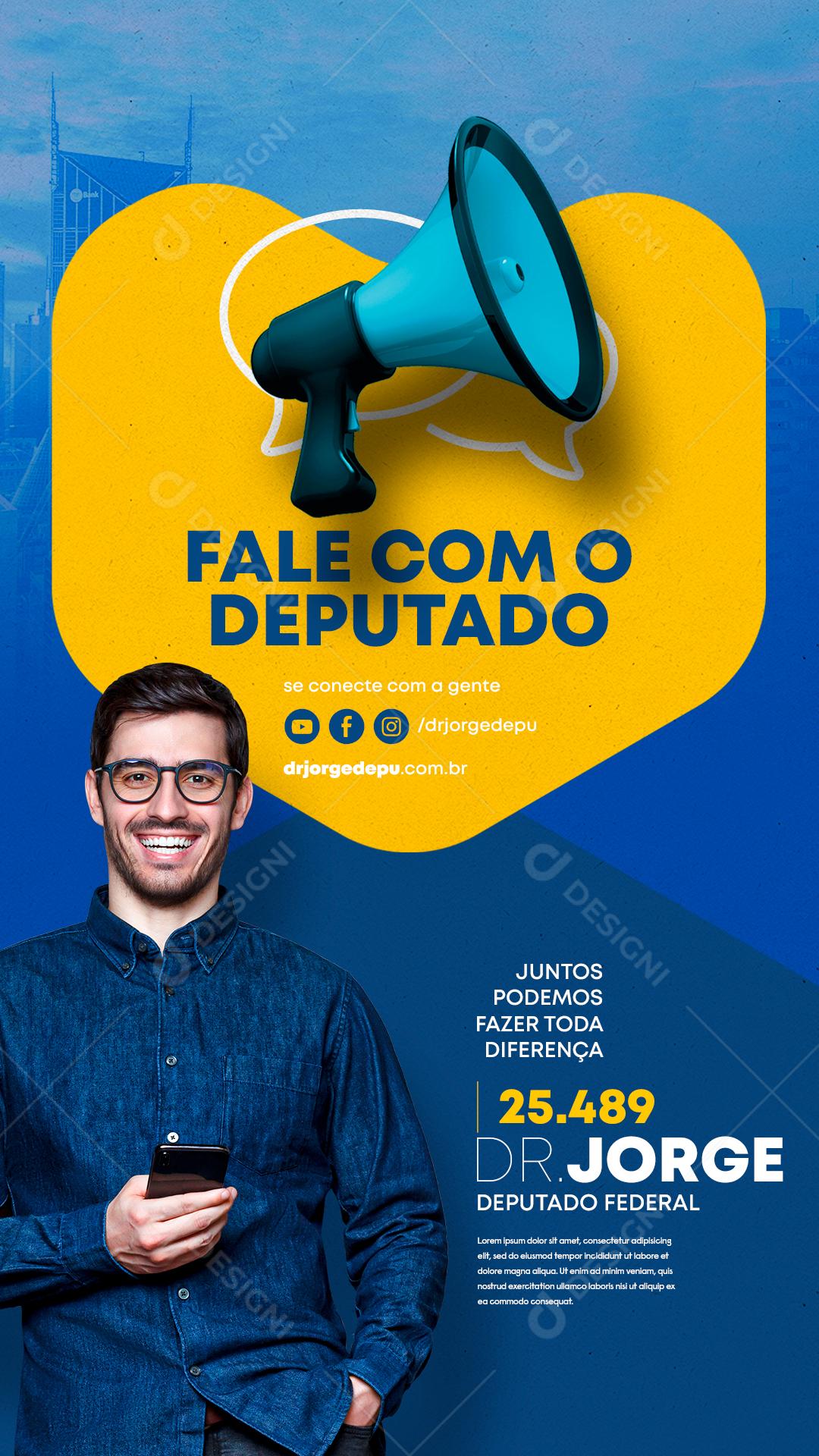 Story Fale com o Deputado Política Prefeitura Social Media PSD Editável