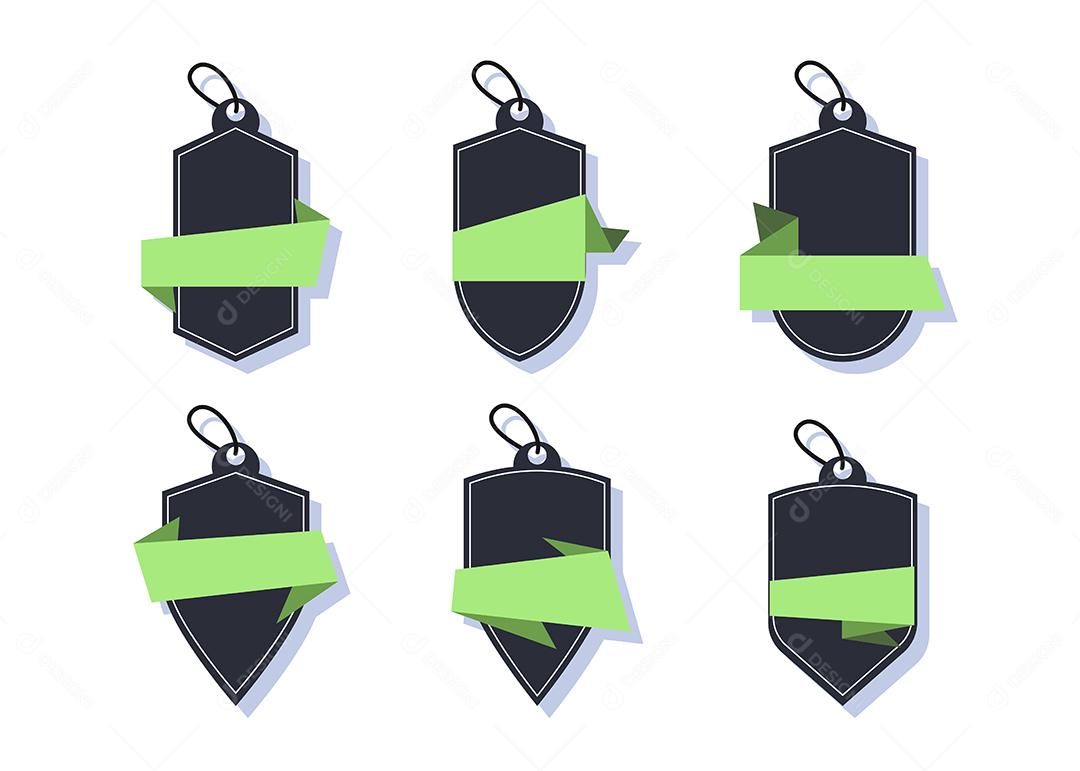 Coleção de design de elementos para rótulo e logotipo ou banner. Elementos de design plano isolado ilustração vetorial, espaço vazio para inserir texto