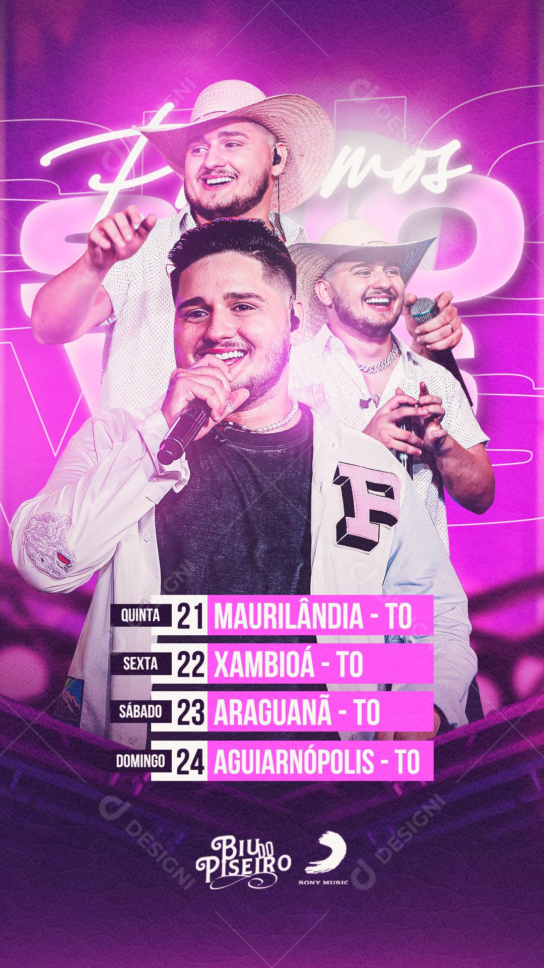 Social Media Flyer Agenda de Show Biu do Piseiro Story PSD Editável