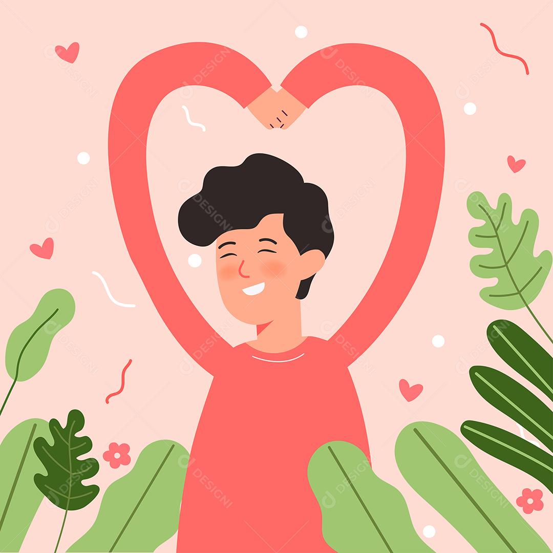 Grande vetor de desenho isolado de jovem e menino apaixonados, casal compartilhando e cuidando de amor, cor clara de fundo, ilustração