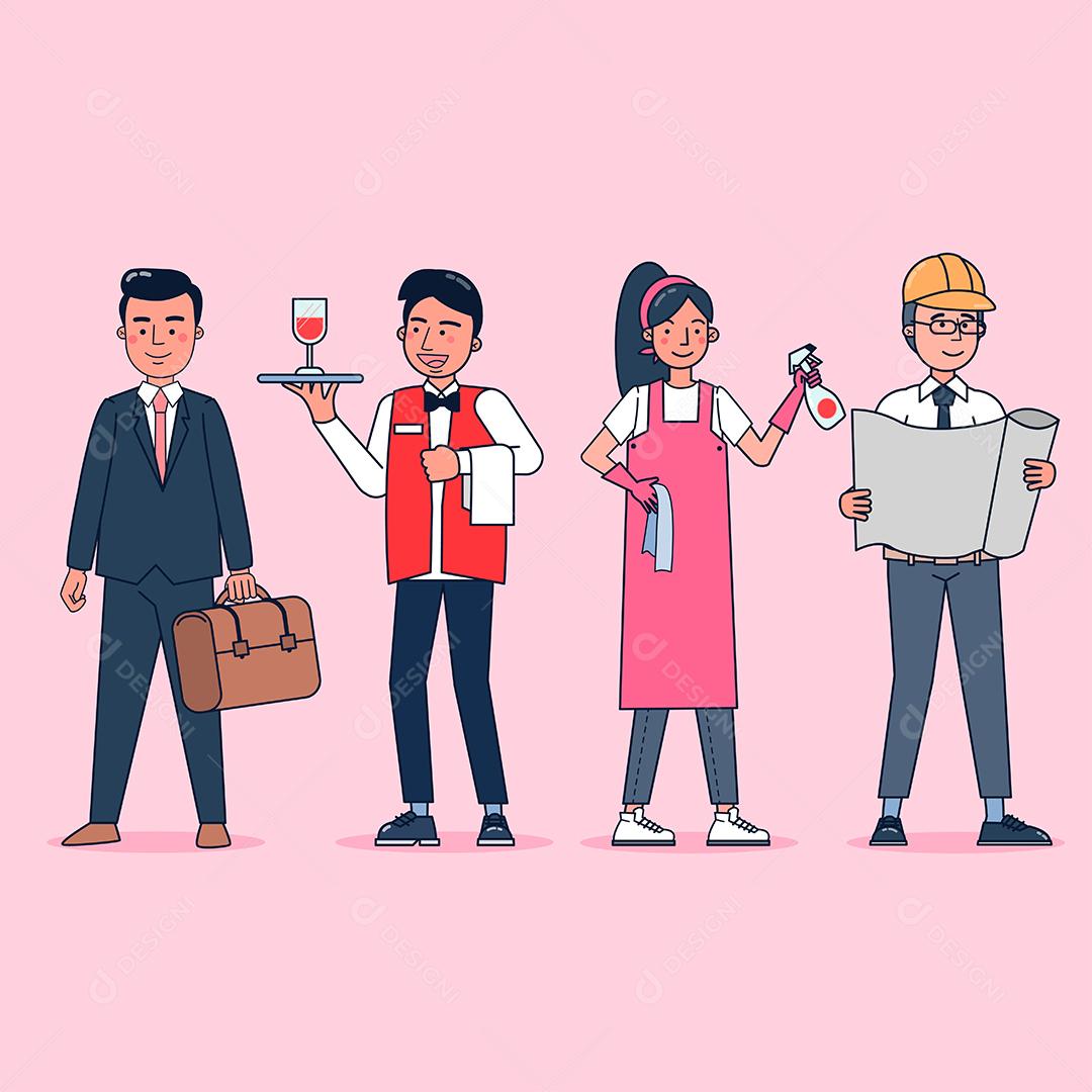 Coleção de grande conjunto isolado várias ocupações ou profissão