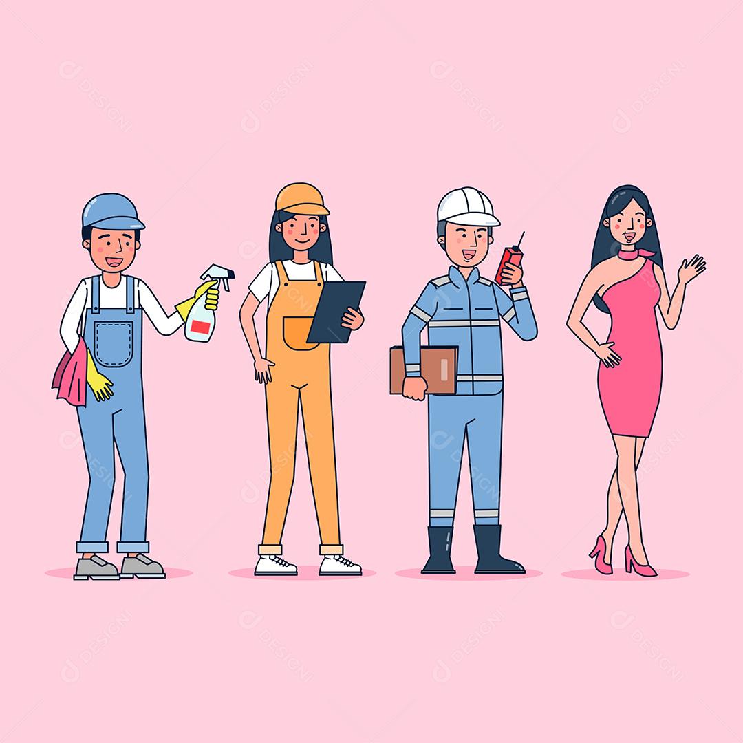 Coleção de grande conjunto isolado várias ocupações ou profissão