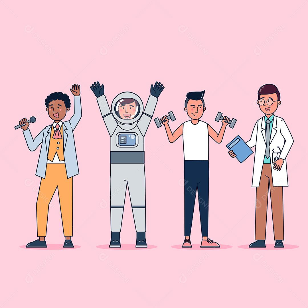 Coleção de grande conjunto isolado várias ocupações ou profissão