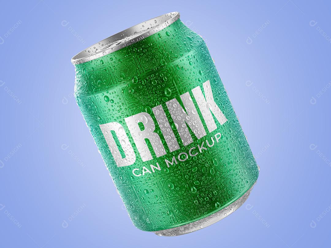 Lata Mockup Bebida PSD 250 ML Com Gotas PSD