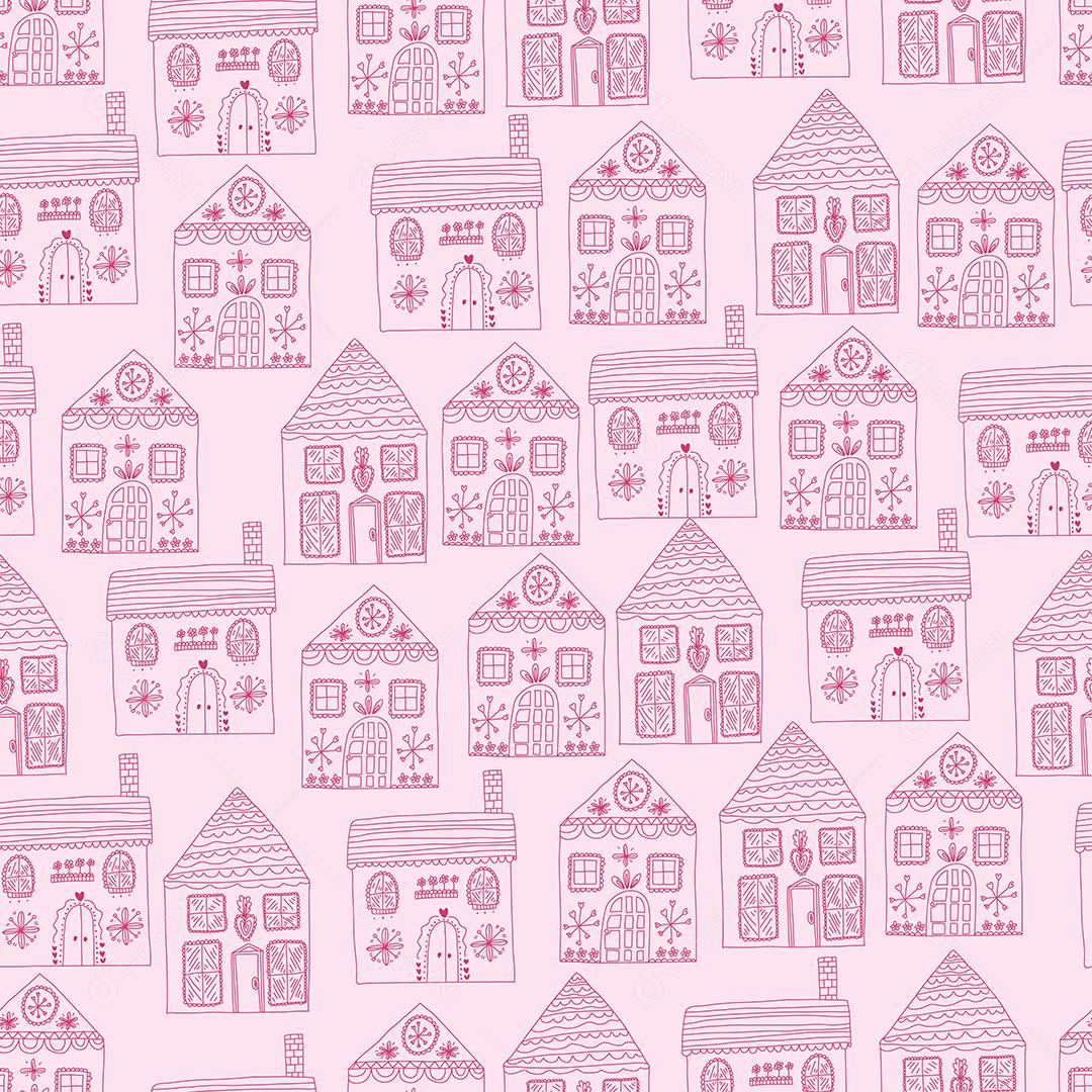 sem costura de fundo com edifícios cor de rosa.
