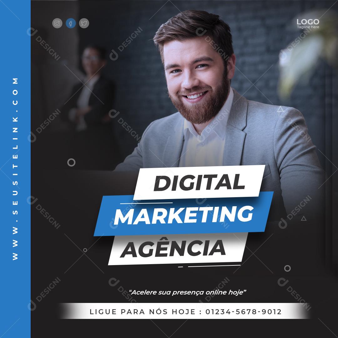 Social Media Acelere sua presença Online hoje Digital Marketing Agência PSD Editável