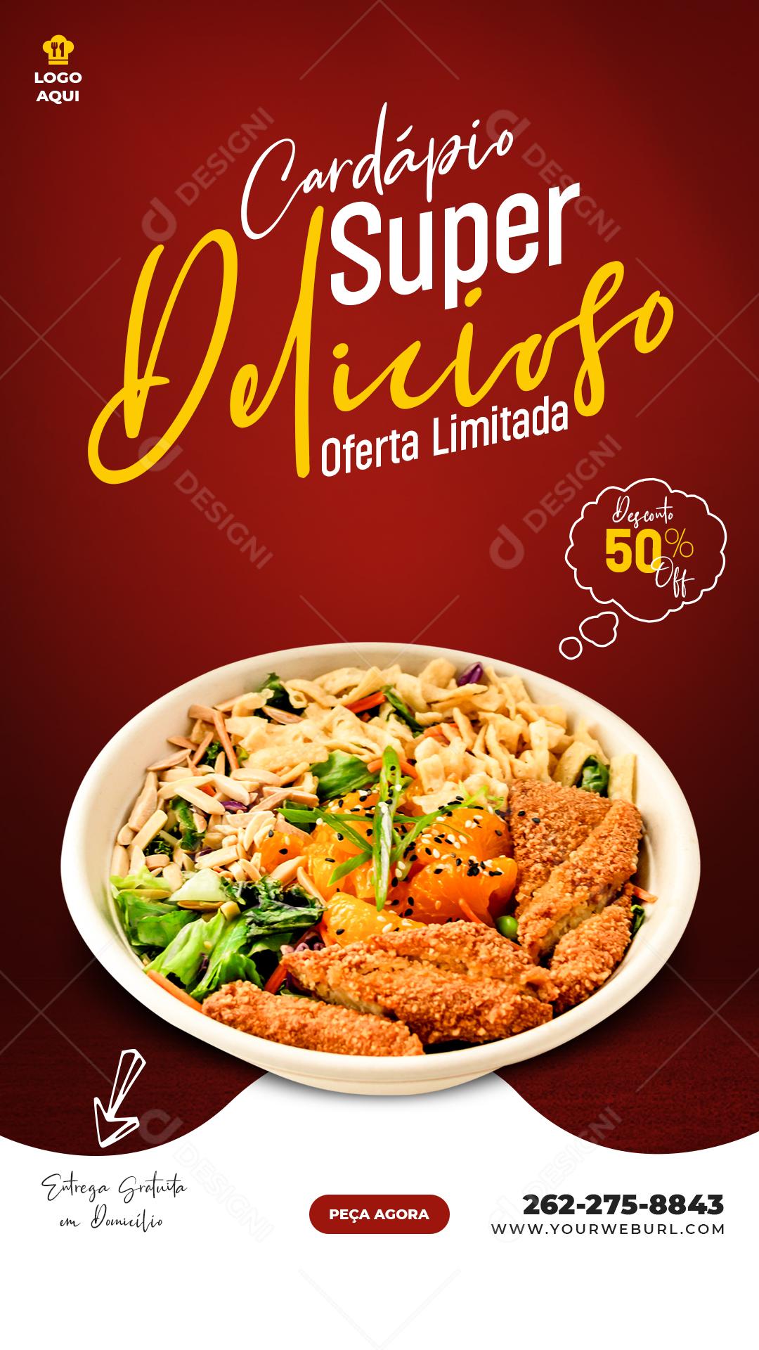 Story Cardápio Super Delicioso Social Media PSD Editável