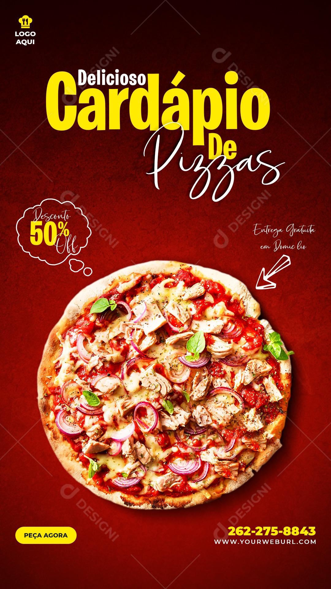 Story Delicioso Cardápio de O Pizza Social Media PSD Editável
