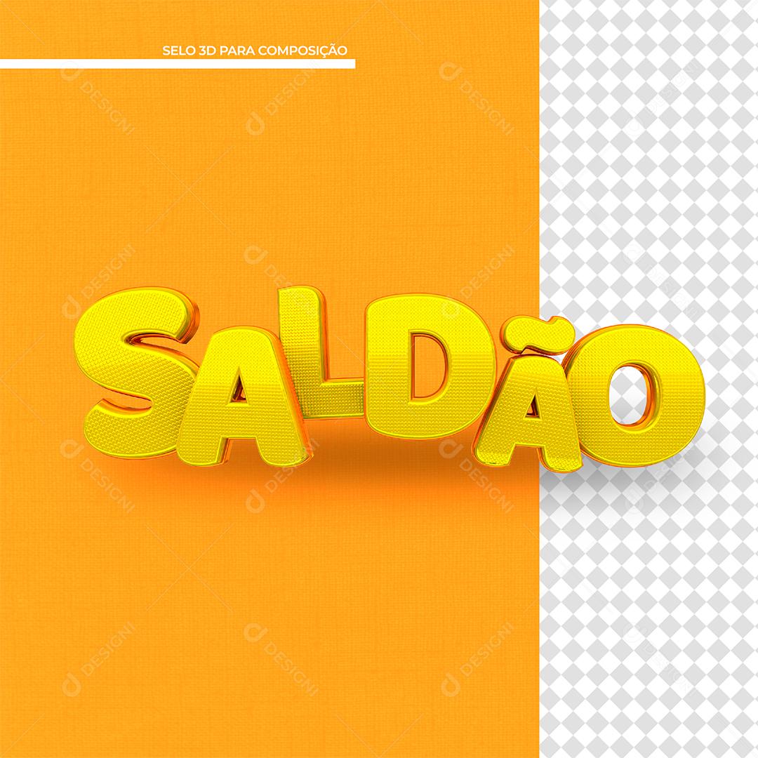 Saldão Texto 3D Amarelo para Composição PSD