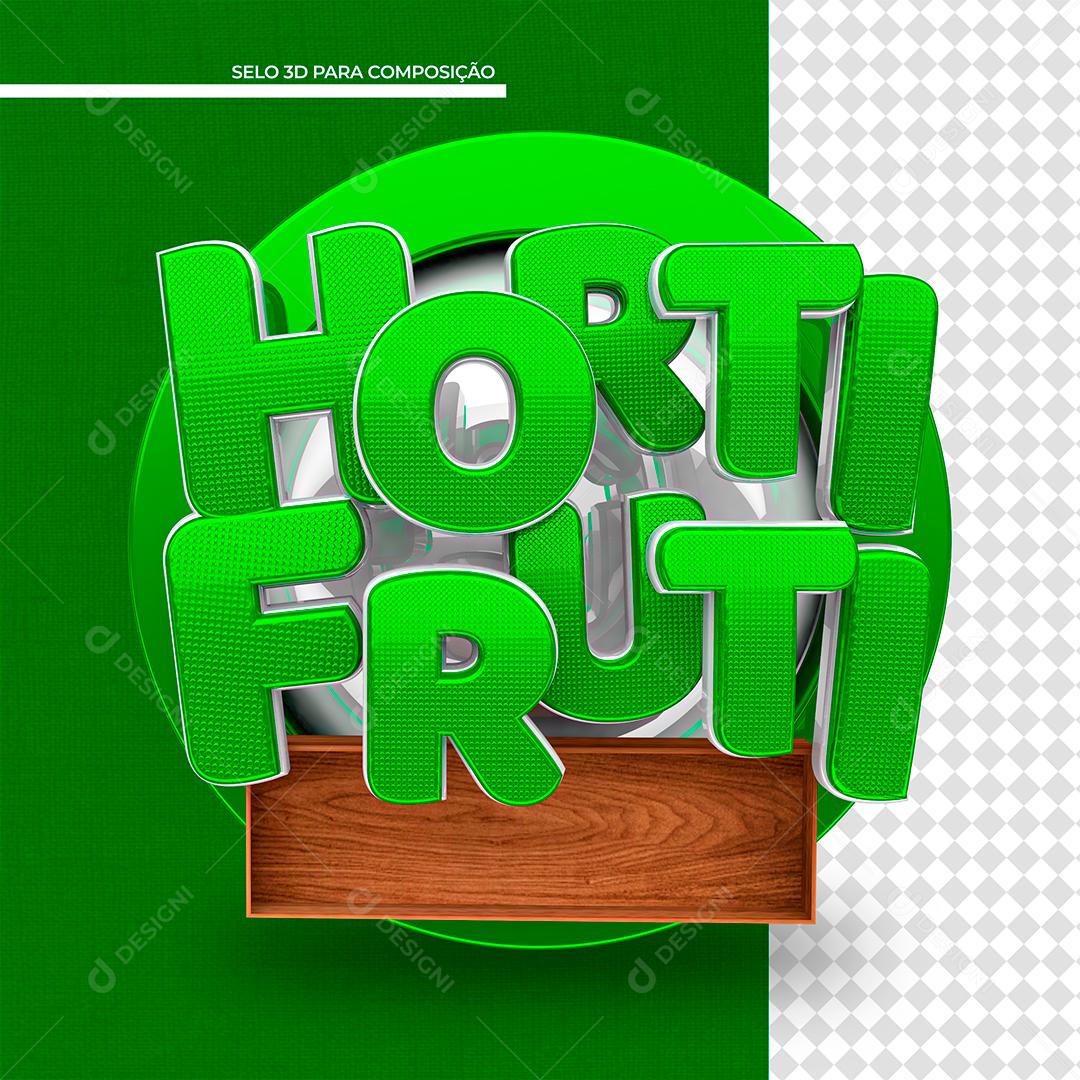 Hortifruti Selo 3D Verde para Composição PSD