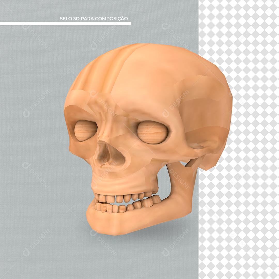 Caveira 3D de Halloween Elemento para Composição PSD