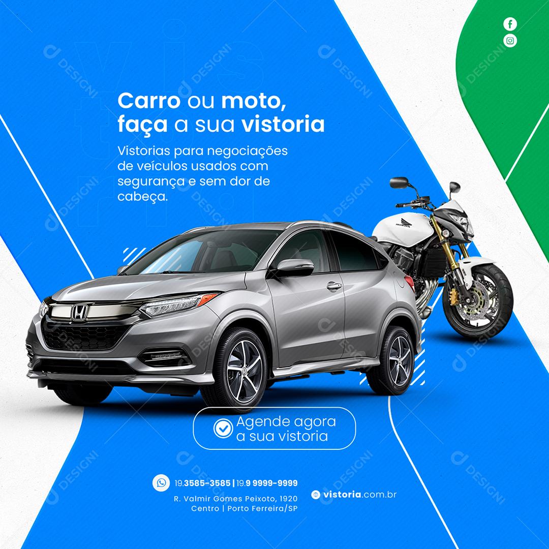 Social Media Carro ou moto faça a sua Vistoria veicular PSD Editável