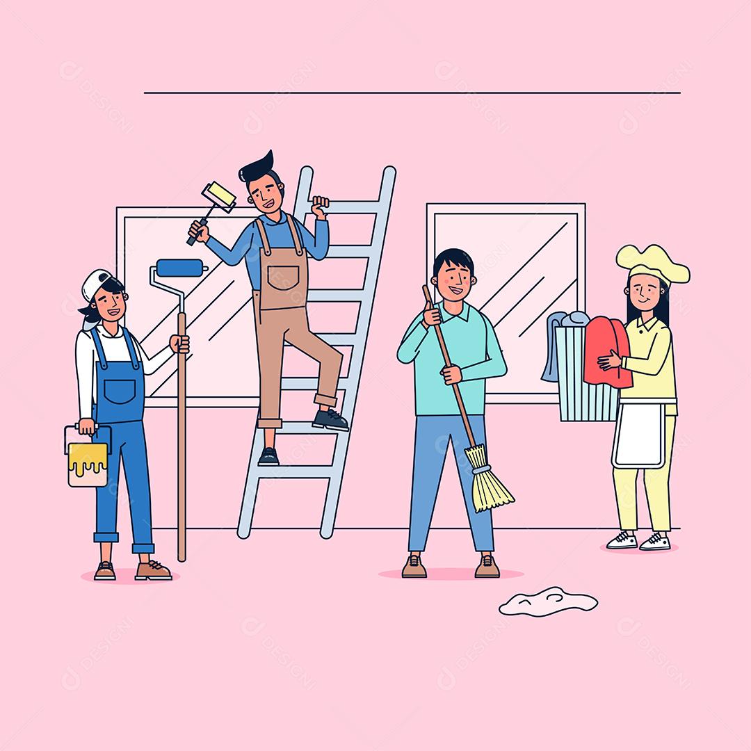 Coleção de grande conjunto isolado várias ocupações ou profissão