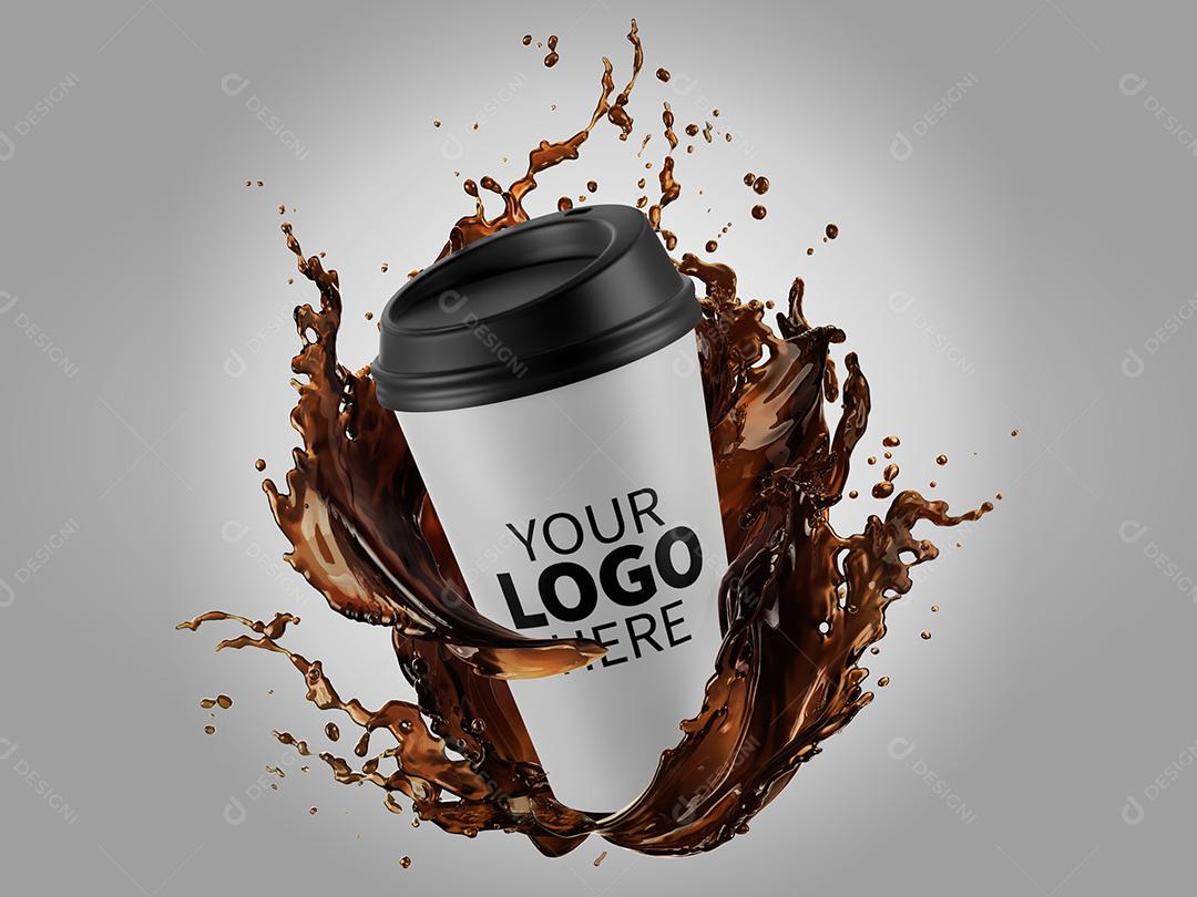 Copo de Café Mockup Splash PSD