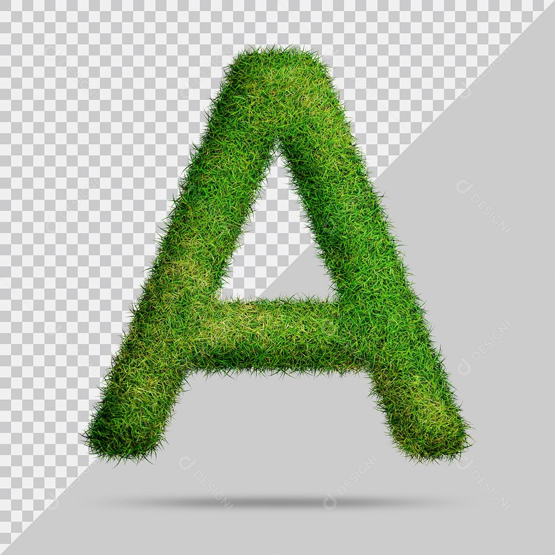 Letra A 3D Com Grama Elemento Para Composição PSD