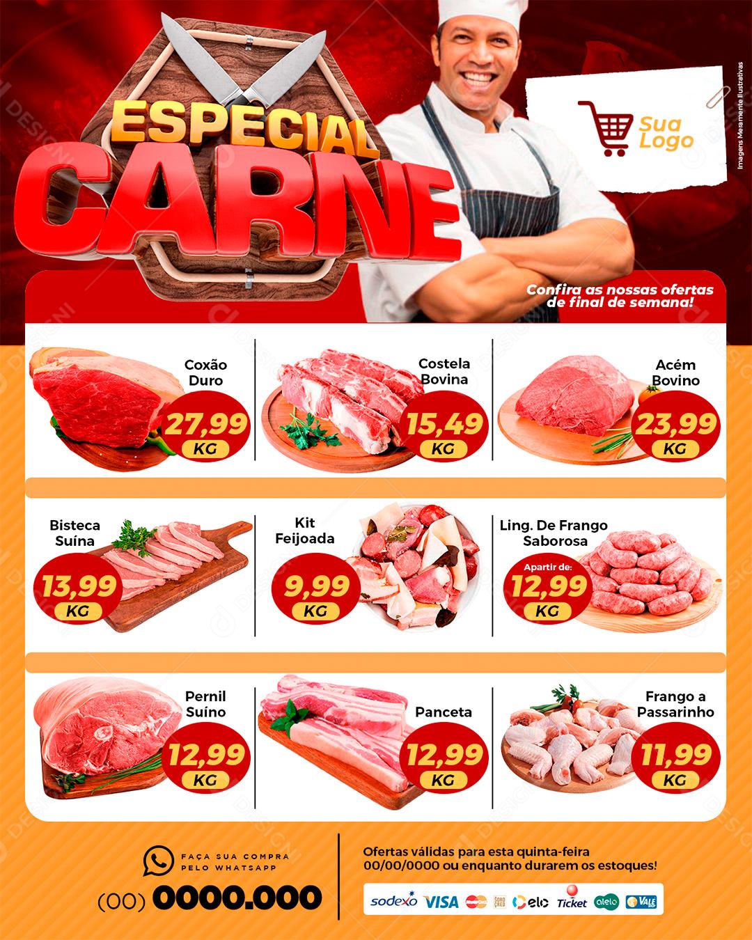 Social Media Casa de Carne Especial Carnes Açougues PSD Editável