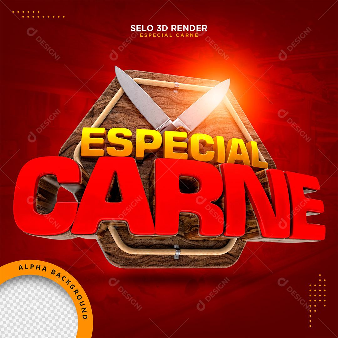Selo 3D Especial Carnes Para Composição PSD