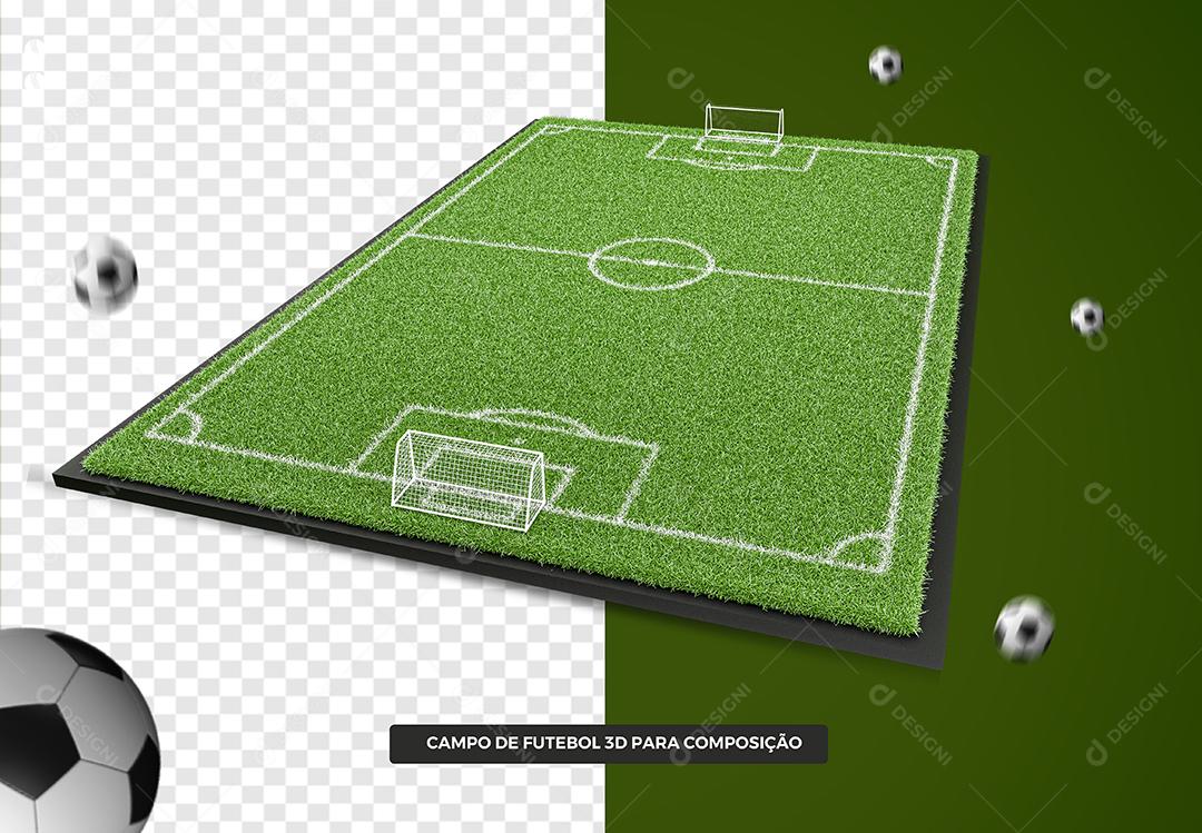 Elemento 3D Campo de Futebol para Composição PSD