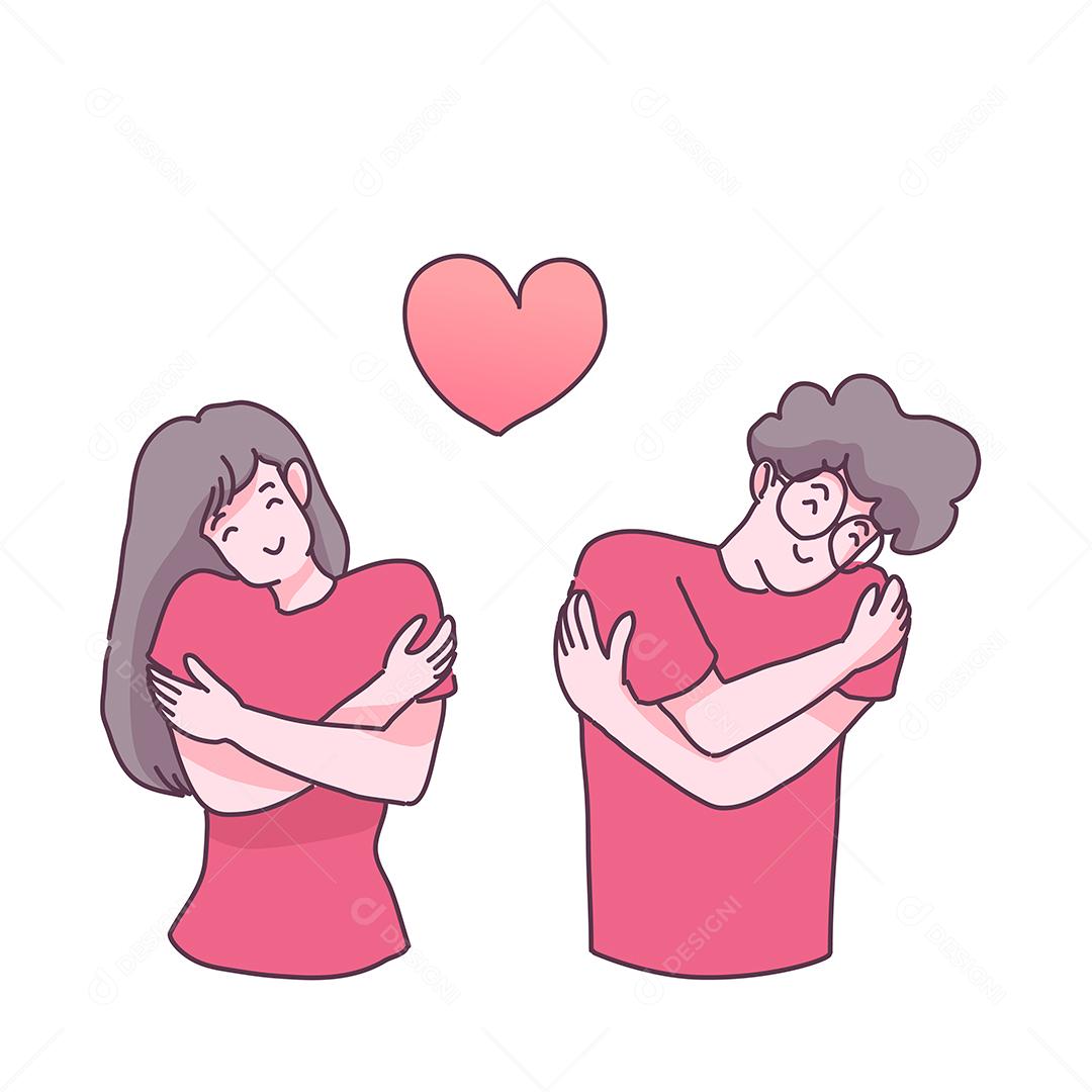 Grande casal isolado apaixonado, jovem feliz e menino apaixonado, conceito dos namorados plana ilustração vetorial no estilo cartoon