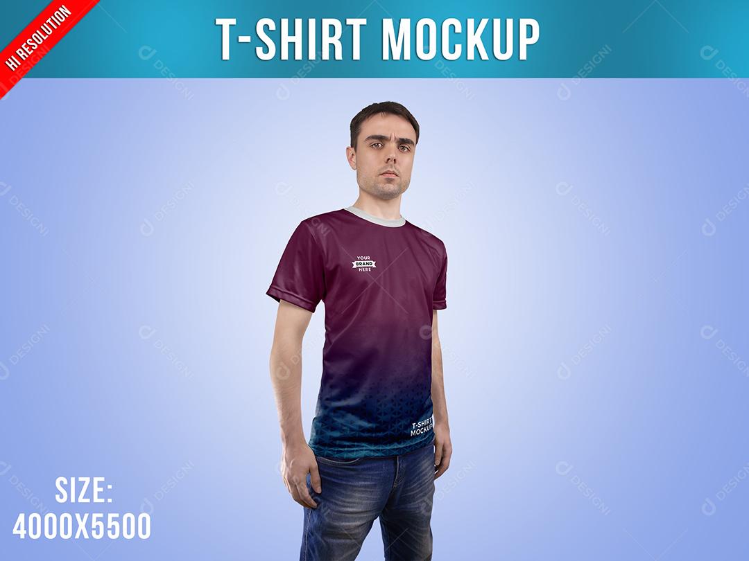 Camiseta Mockup Homem Lateral PSD