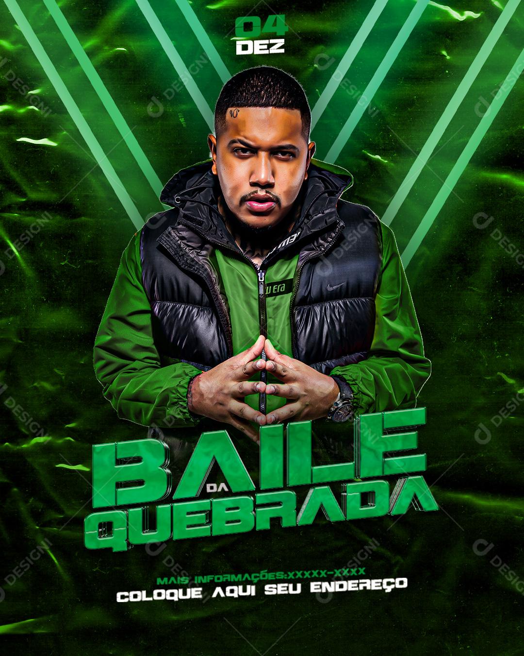 Baile da Quebrada MC PP da VS Funk Flyer Social Media PSD Editável