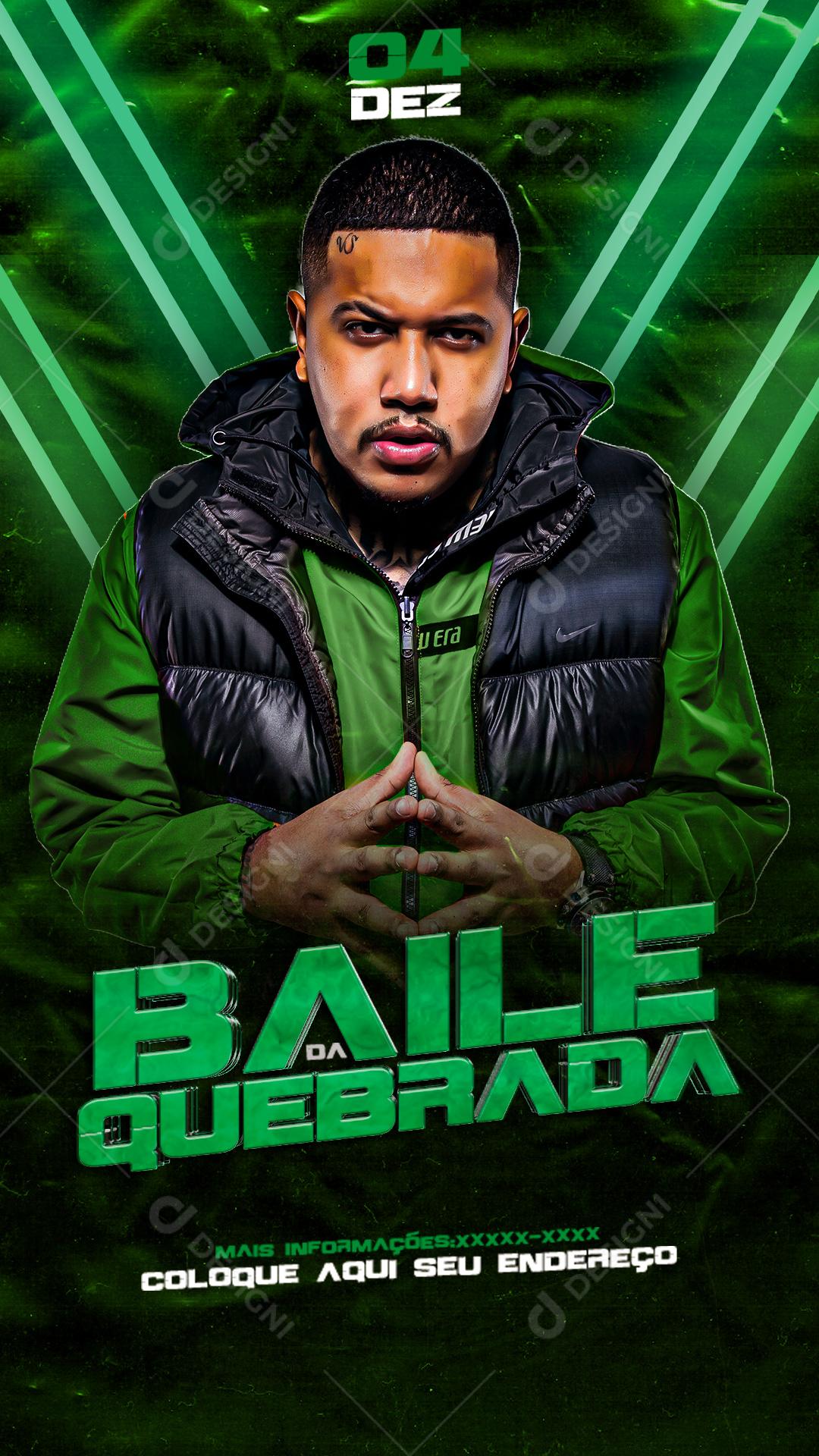 Story Baile da Quebrada MC PP da VS Funk Flyer Social Media PSD Editável
