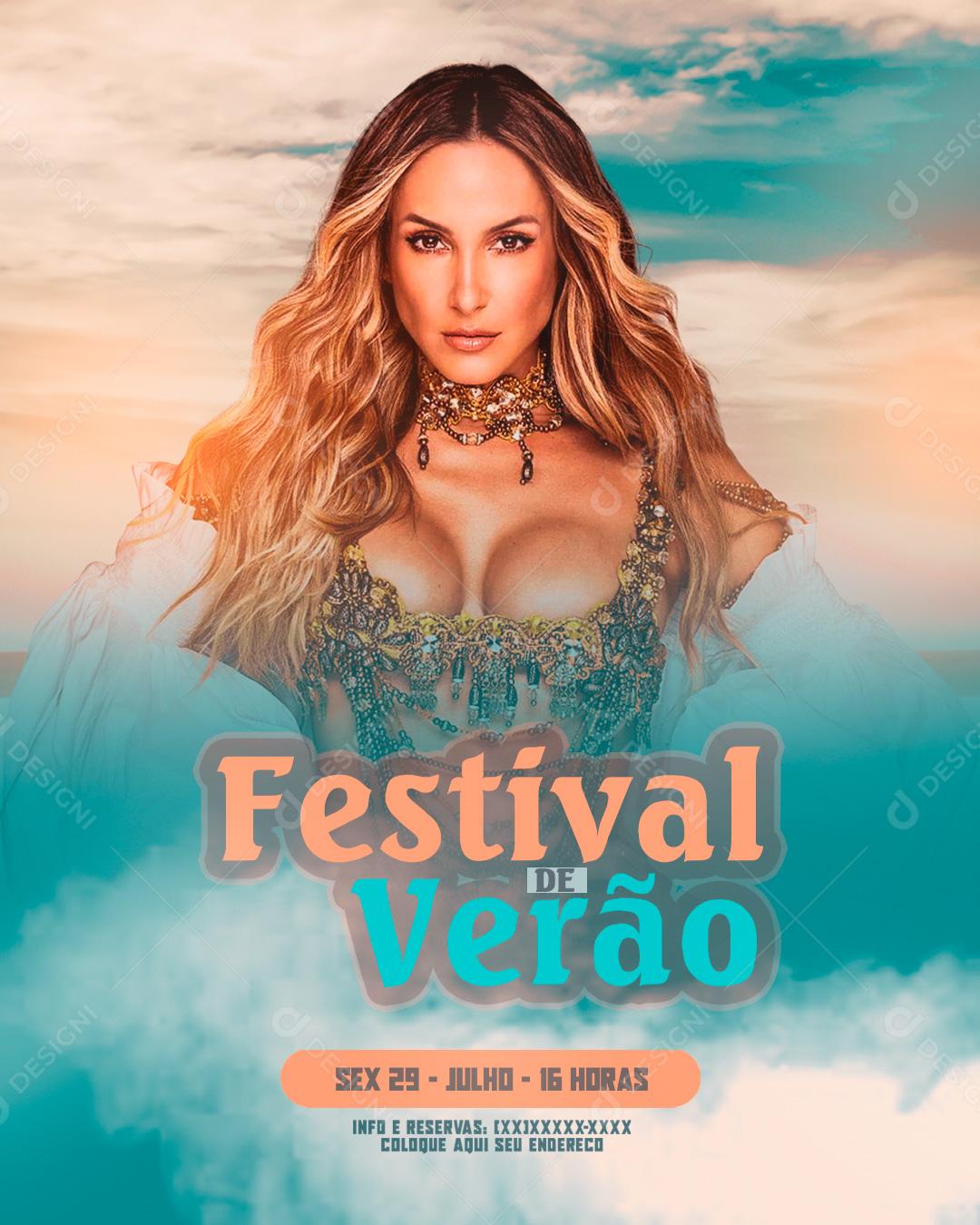 Festival de Verão Claudia Leitte Flyer Social Media PSD Editável