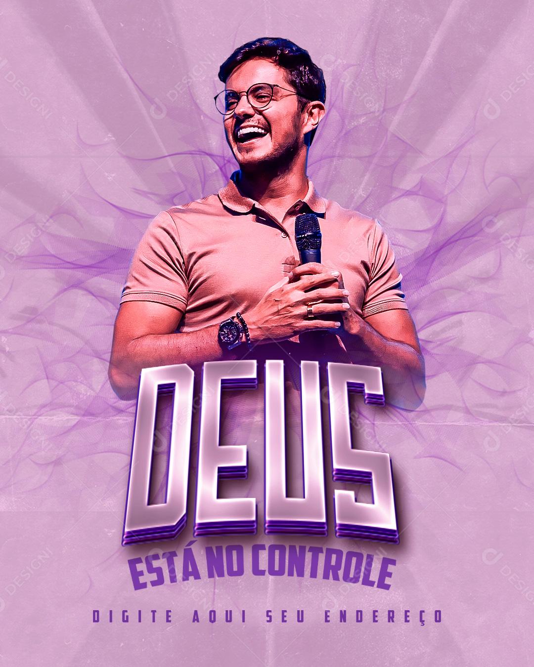 Deus está no controle Deive Leonardo Igreja Social Media PSD Editável