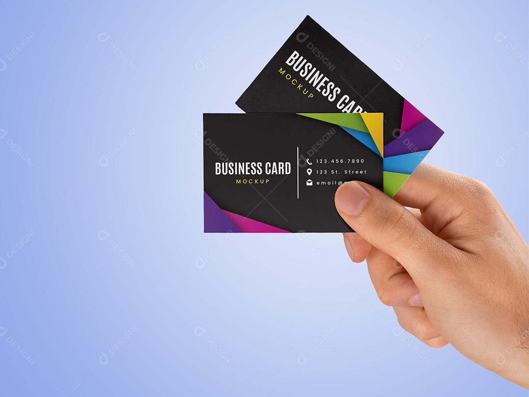 Cartão de Visita Mockups na Mão PSD