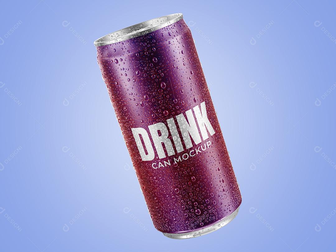 Lata Mockup Bebida PSD 220 ML Com Gotas