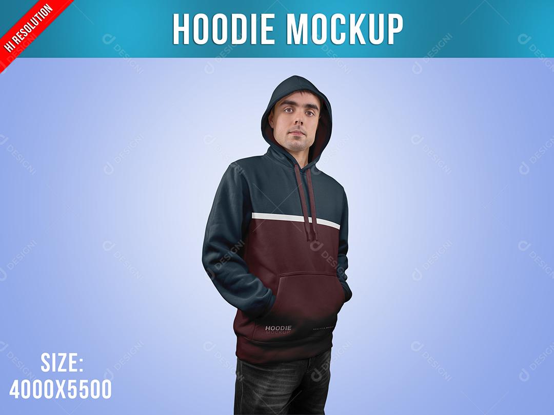 Moletom de Capuz Mockup em Homem PSD