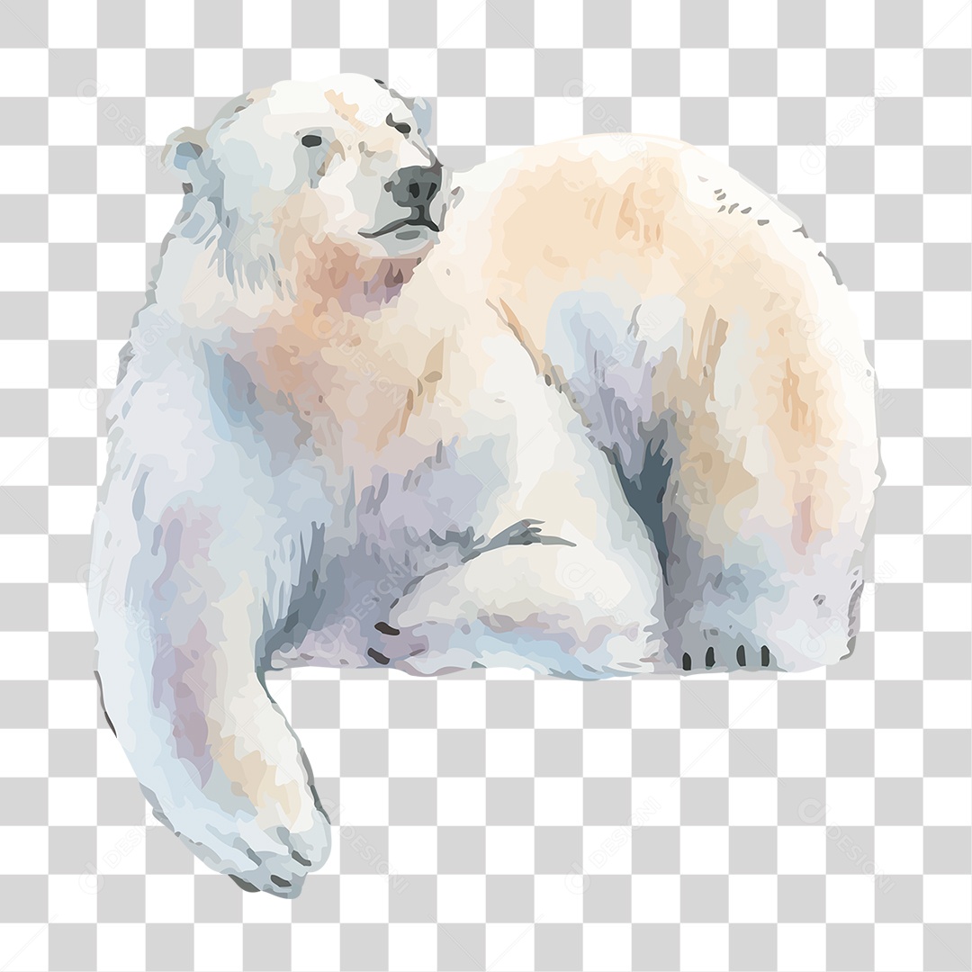 Urso Polar de Tinta PNG Transparente