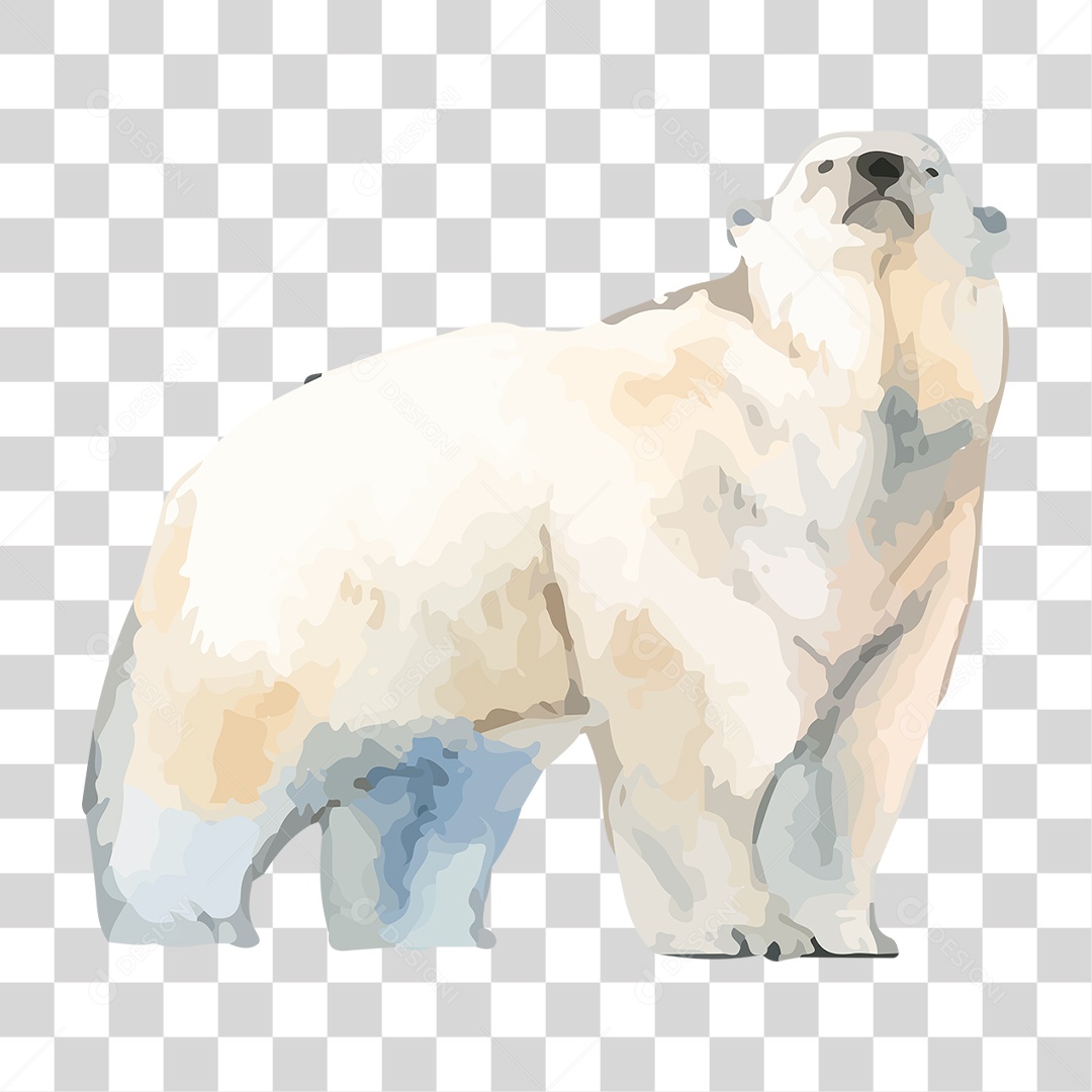 Urso Polar de Tinta PNG Transparente