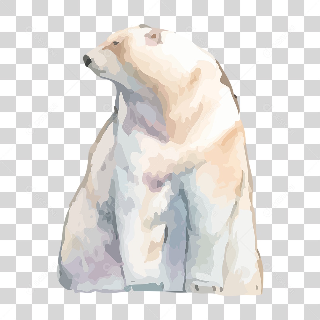 Urso Polar de Tinta PNG Transparente