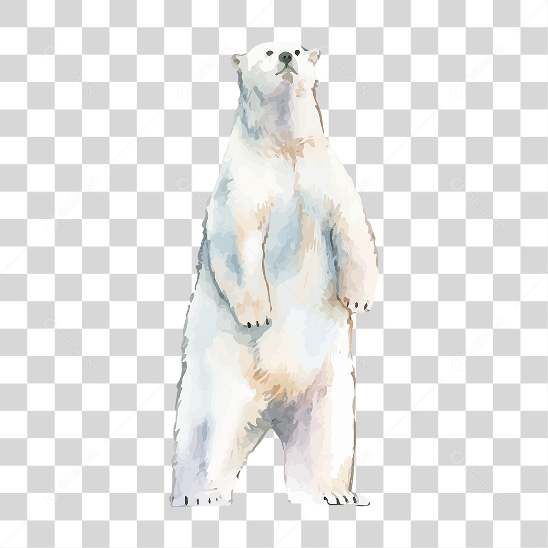 Urso Polar de Tinta PNG Transparente