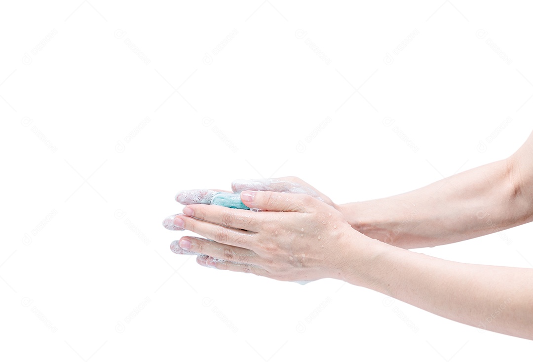 Woman washing her hand with soapy foam and water. Clean hand for good personal hygiene to prevent coronavirus or flu epidemic