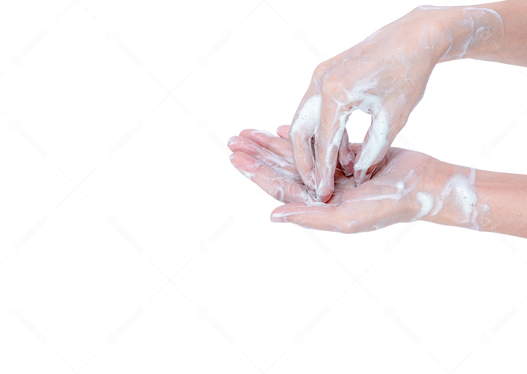 Mulher lavando a mão com água e espuma de sabão. Mão limpa para uma boa higiene pessoal para prevenir coronavírus ou epidemia de gripe