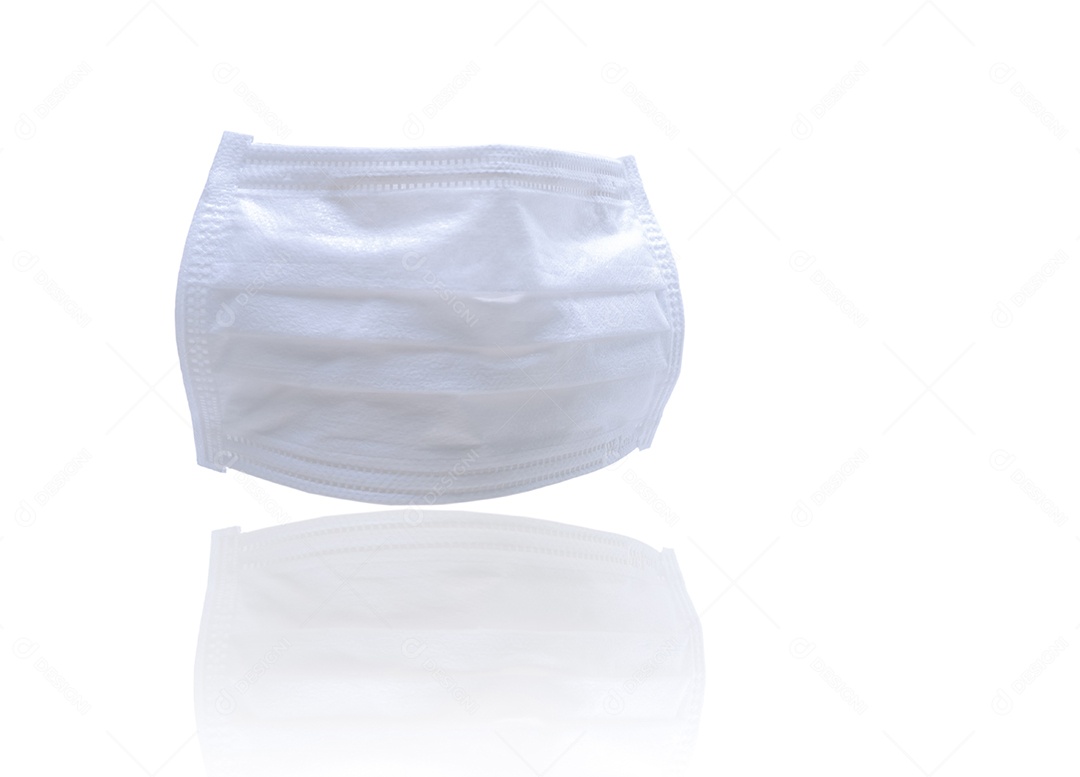 Máscara facial cirúrgica branca ou máscara facial médica para prevenção de coronavírus, gripe e poluição do ar. Máscara bucal descartável