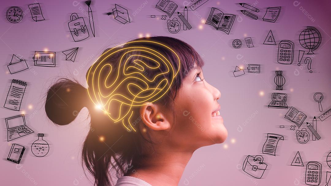 Conceito de sistema nervoso do cérebro. A ciência é algo que as crianças