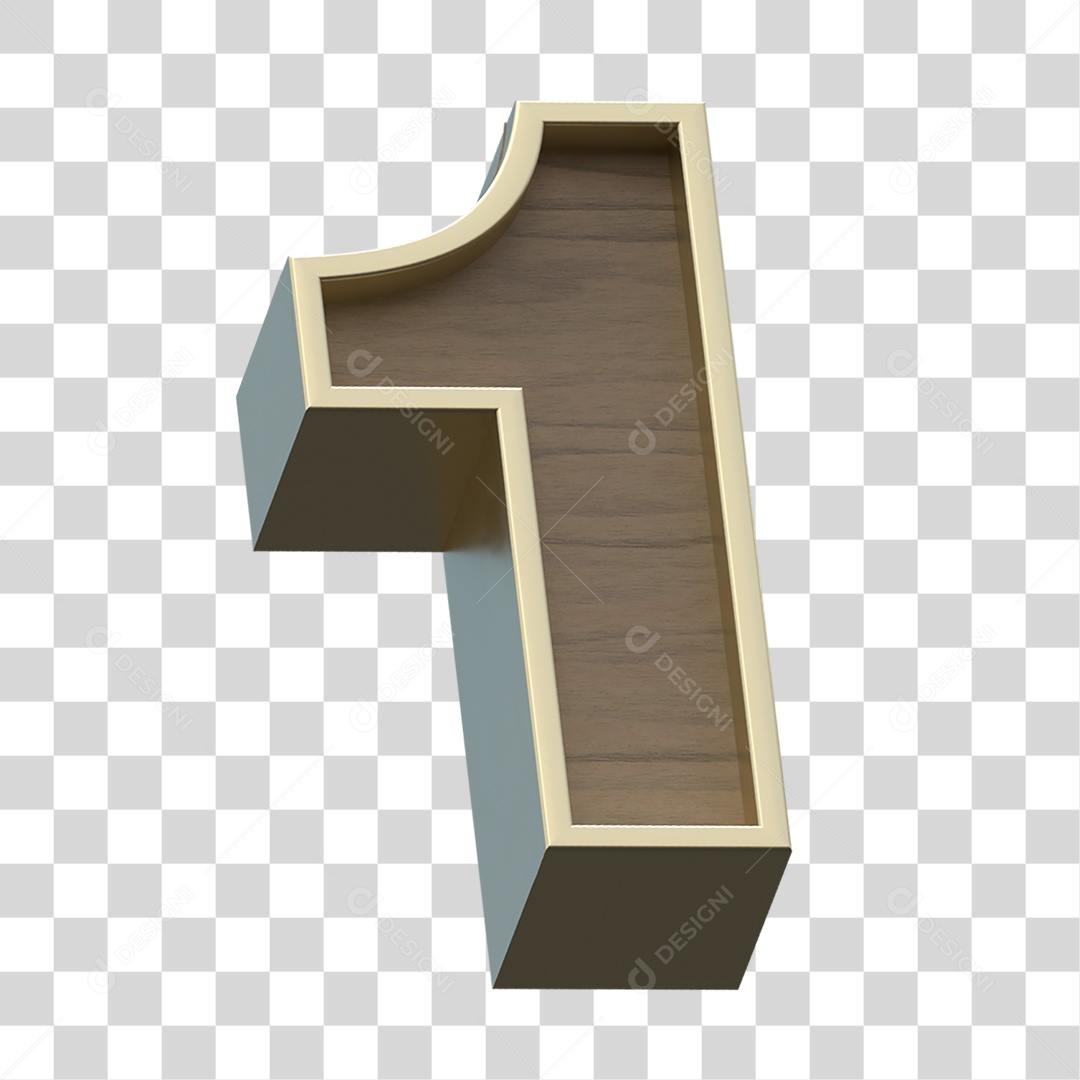 Numero 1 Com Textura de Madeira Elemento 3D PNG Transparente