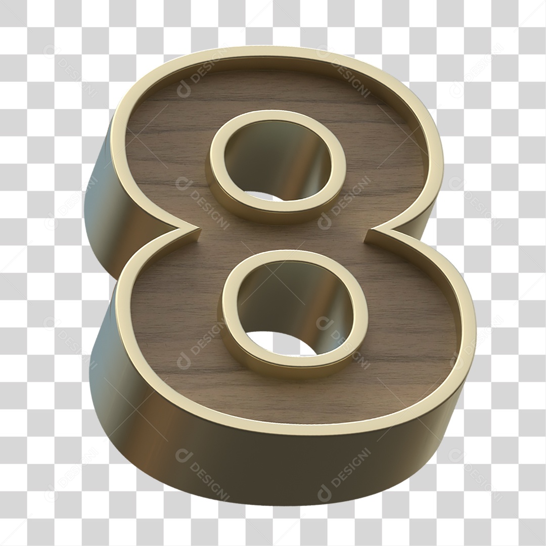 Numero 8 Com Textura de Madeira Elemento 3D PNG Transparente