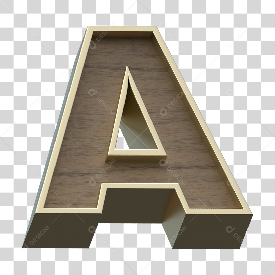 Letra A Com Textura de Madeira Elemento 3D PNG Transparente