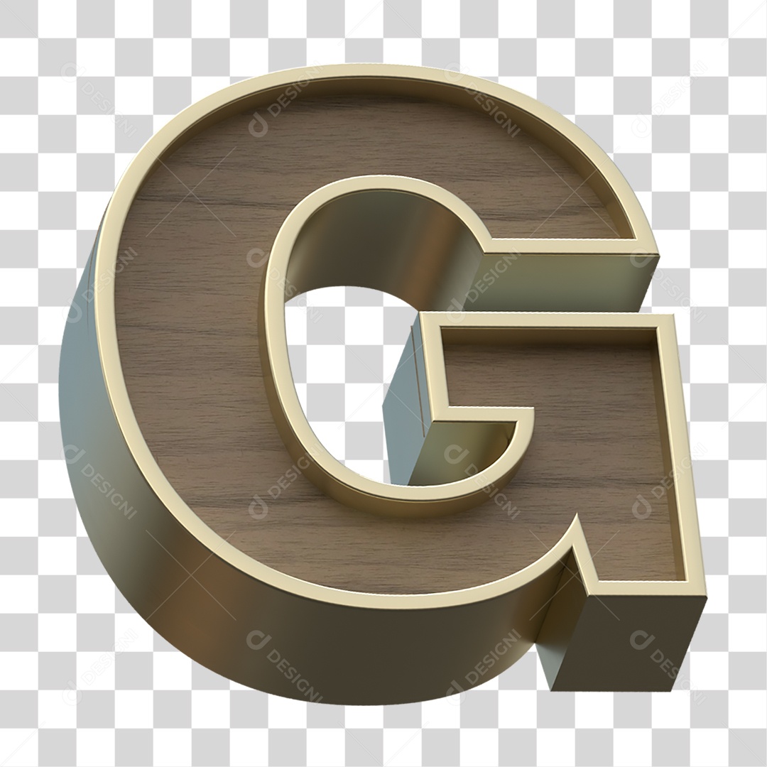 Letra G Com Textura de Madeira Elemento 3D PNG Transparente
