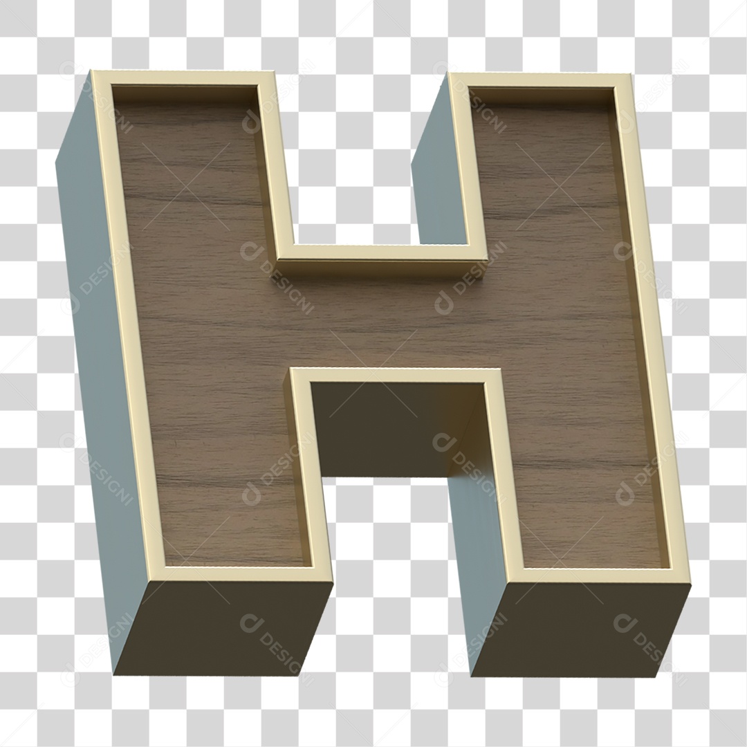 Letra H Com Textura de Madeira Elemento 3D PNG Transparente