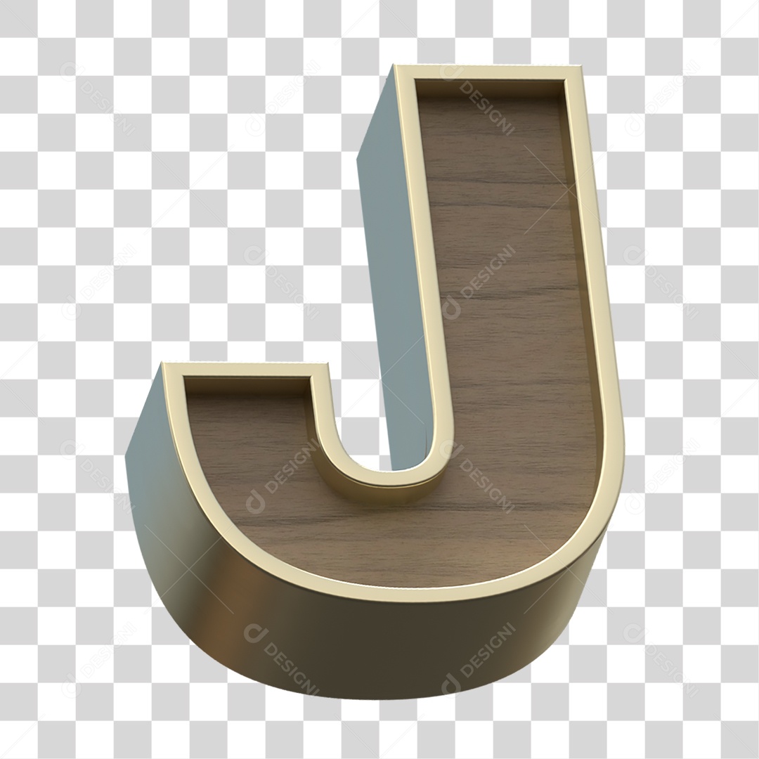 Letra J Com Textura de Madeira Elemento 3D PNG Transparente