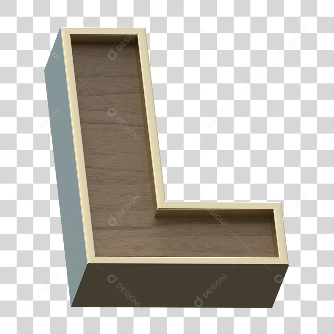 Letra L Com Textura de Madeira Elemento 3D PNG Transparente